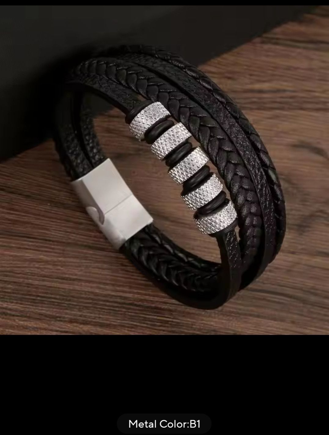 Homemade Handcrafted Leather Bracelet – Multi-Layer Braided Design Size ONE SIZE - 20 Thumbnail