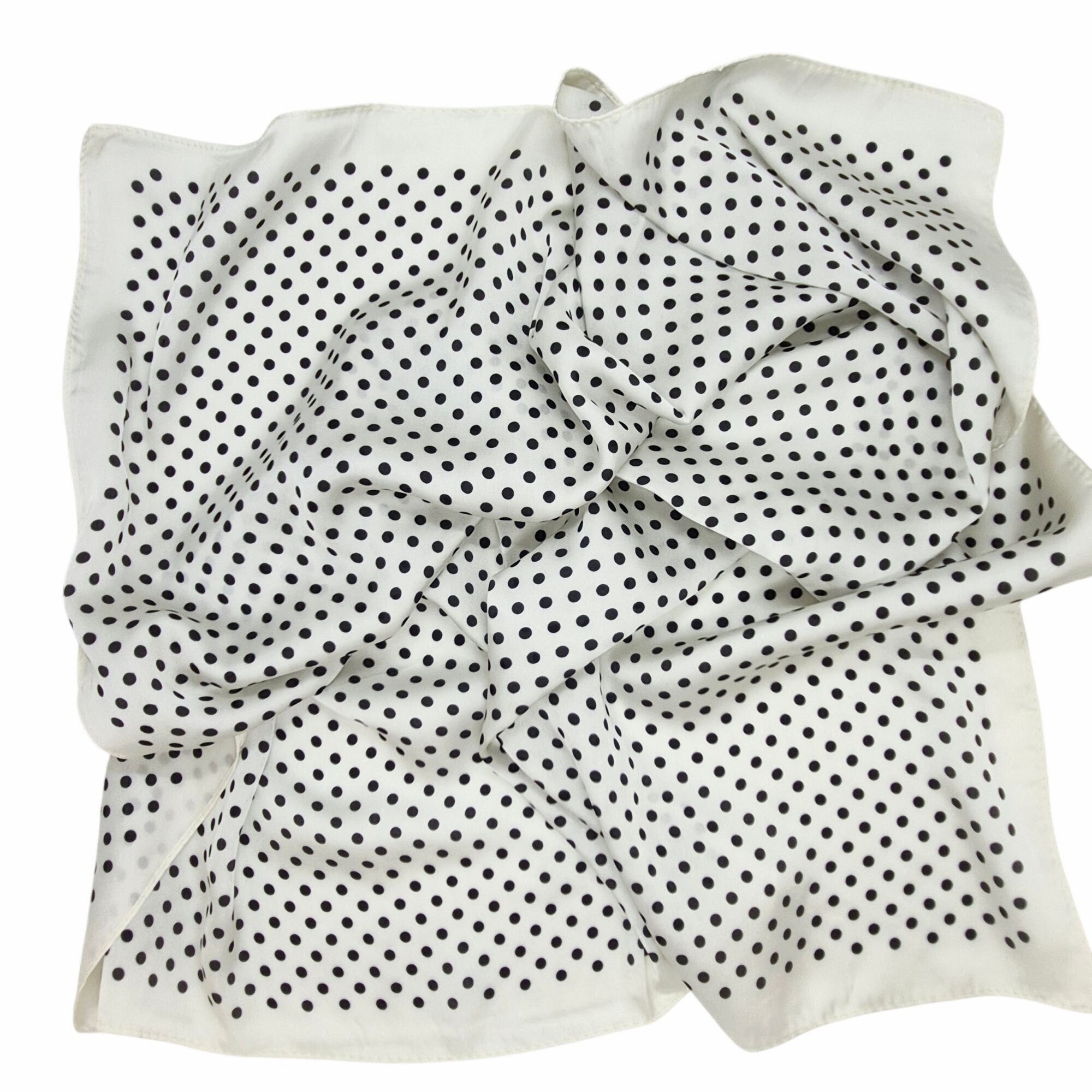 Other ✨Luxury Elegant Silky Soft Scarf White Black Polka Dot Squar Size ONE SIZE - 5 Thumbnail