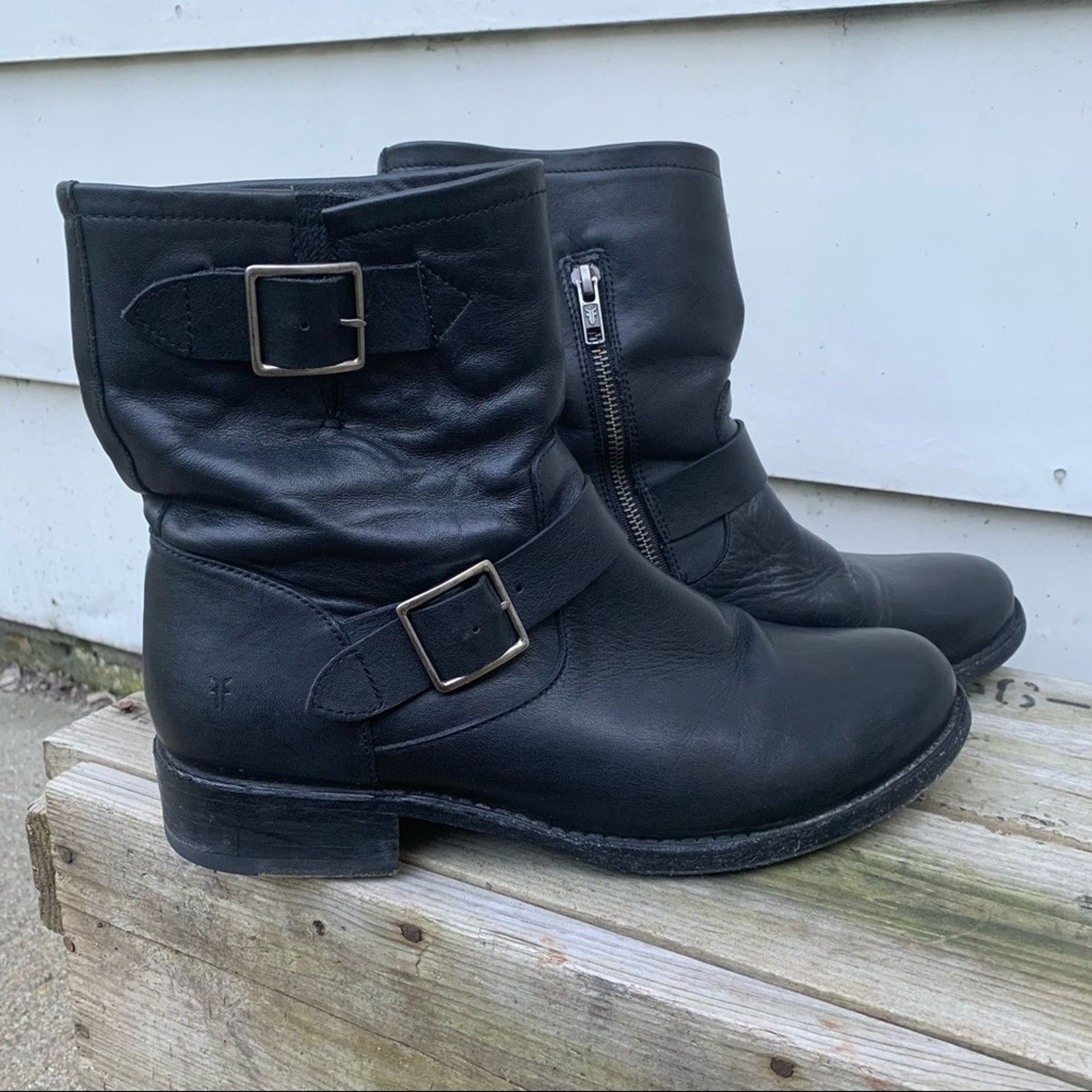 Frye Frye Vicky Engineer Boots black buckle leather 11B Size US 11 / IT 41 - 4 Thumbnail