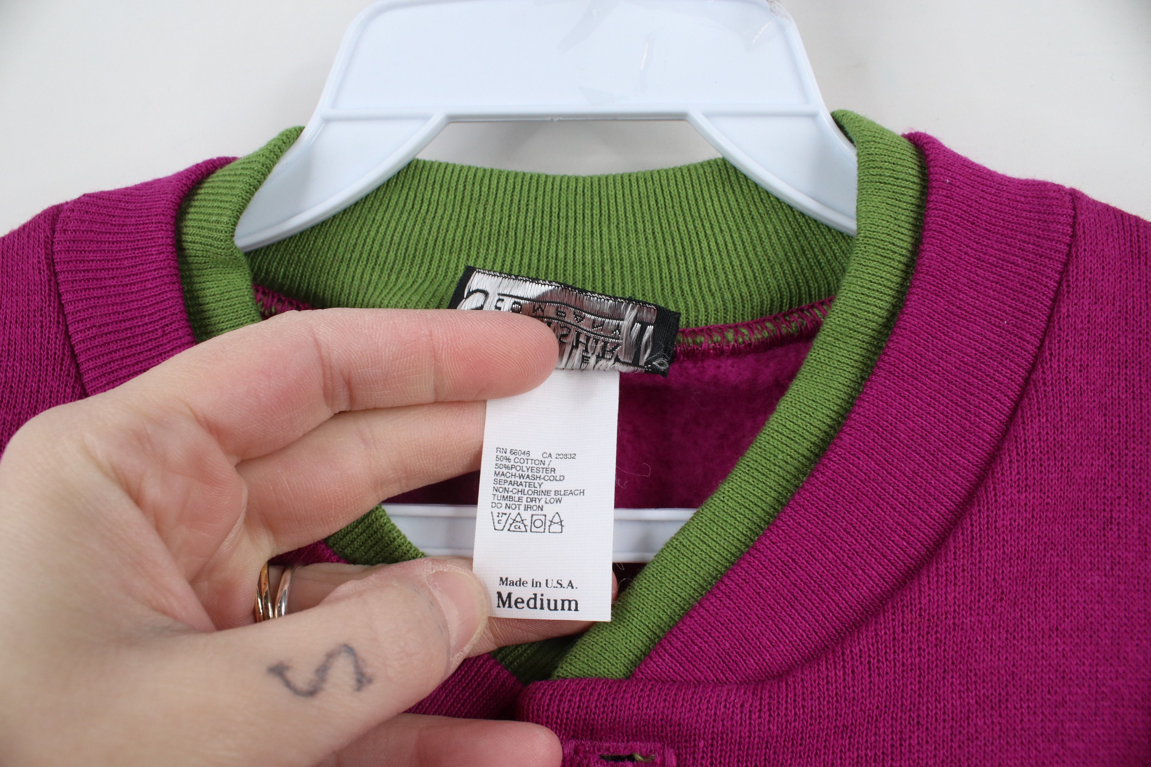 Vintage Vintage 90s Streetwear Blank Henley Sweatshirt Purple USA Size US M / EU 48-50 / 2 - 7 Thumbnail