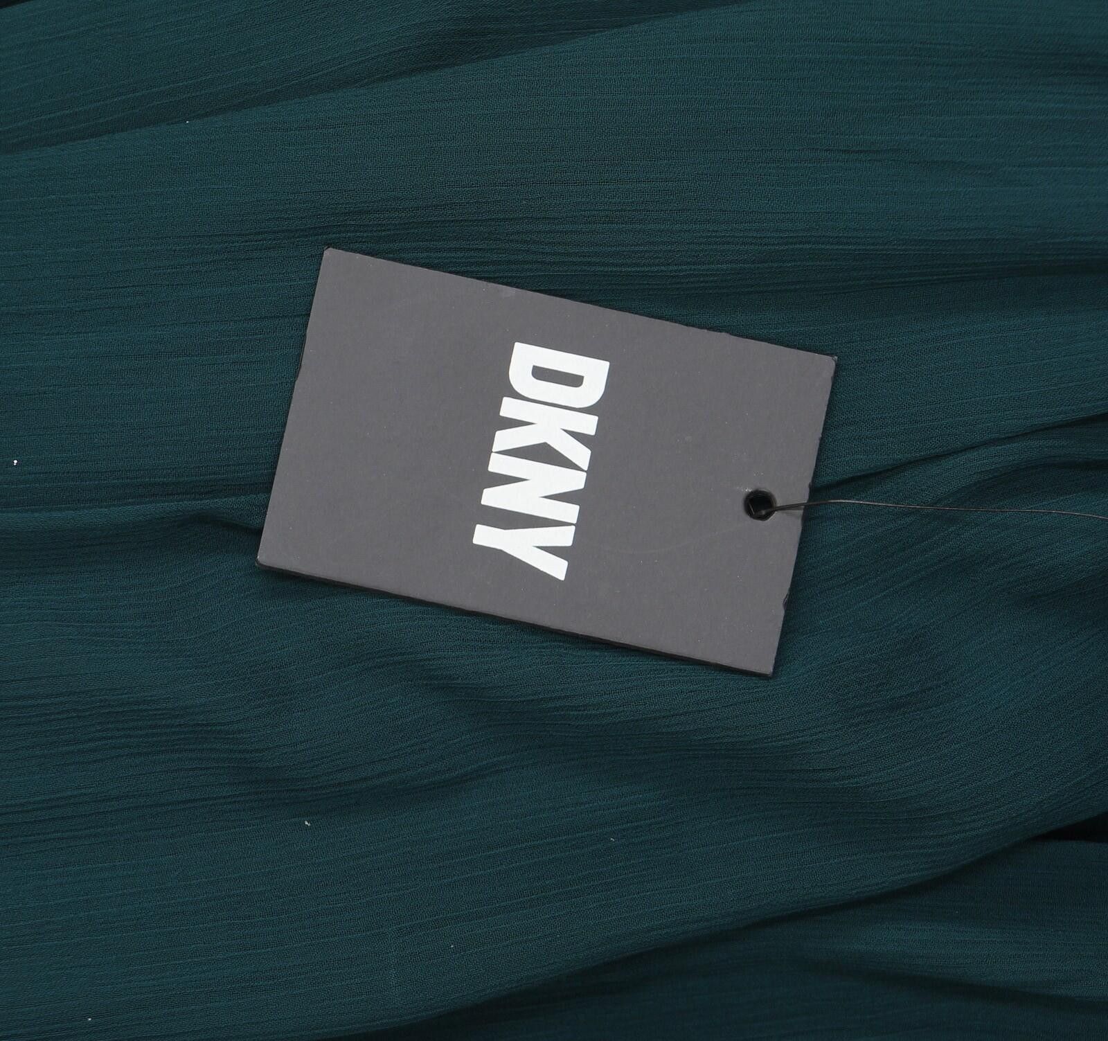 DKNY Dkny Chiffon Faux Wrap Side Slit Maxi Dress Forest Green 8 Size M / US 6-8 / IT 42-44 - 4 Thumbnail