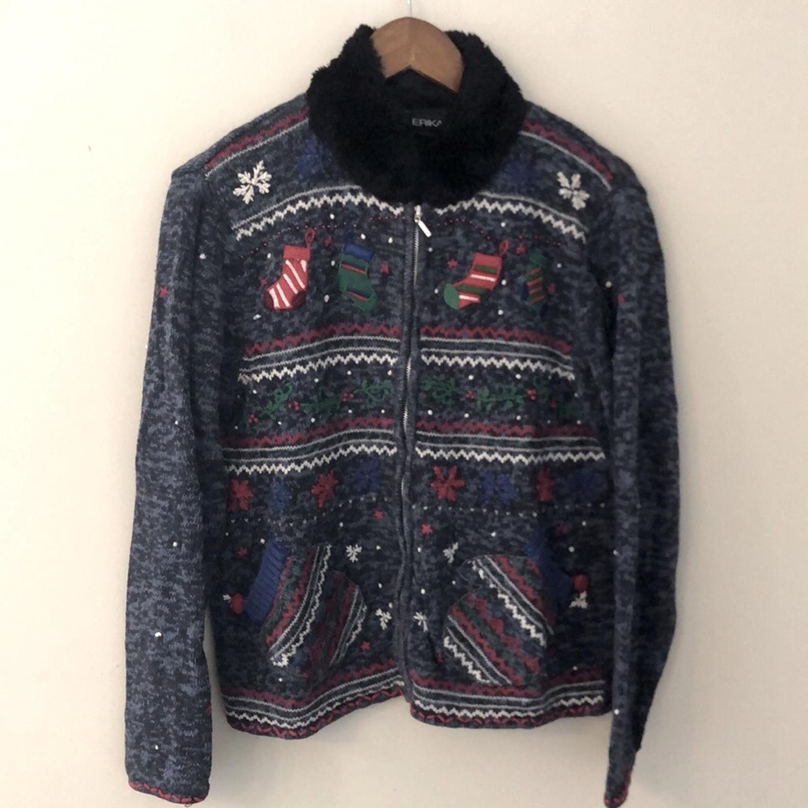 Erima Erika Christmas Knit Sweater snowflakes embroidery SZ Med Size M / US 6-8 / IT 42-44 - 1 Thumbnail