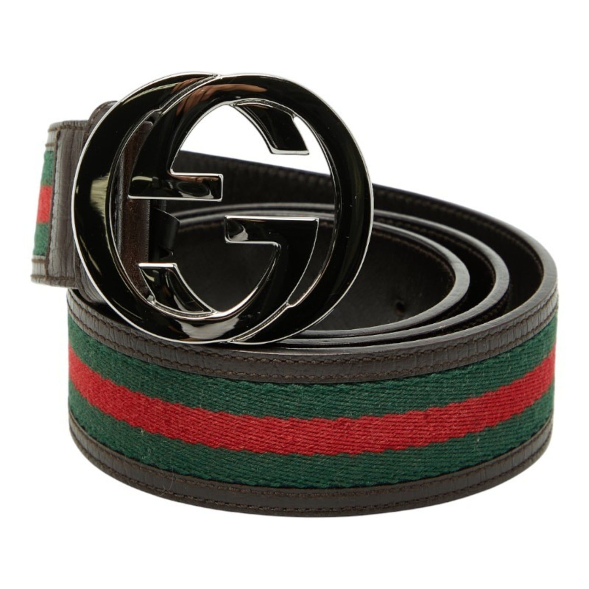 Gucci Gucci Interlocking G Sherry Line Belt, Size 90, 36, Brown, Multicolor Leather, Canvas, Women's, GUCCI Size ONE SIZE - 1 Thumbnail