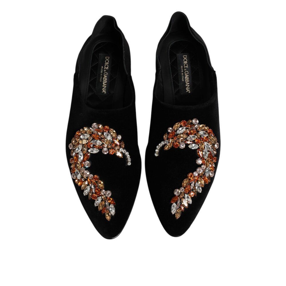 Dolce & Gabbana Dolce & Gabbana Black Velvet Embellished Loafer Slip On Shoe Size US 10 / EU 43 - 3 Thumbnail