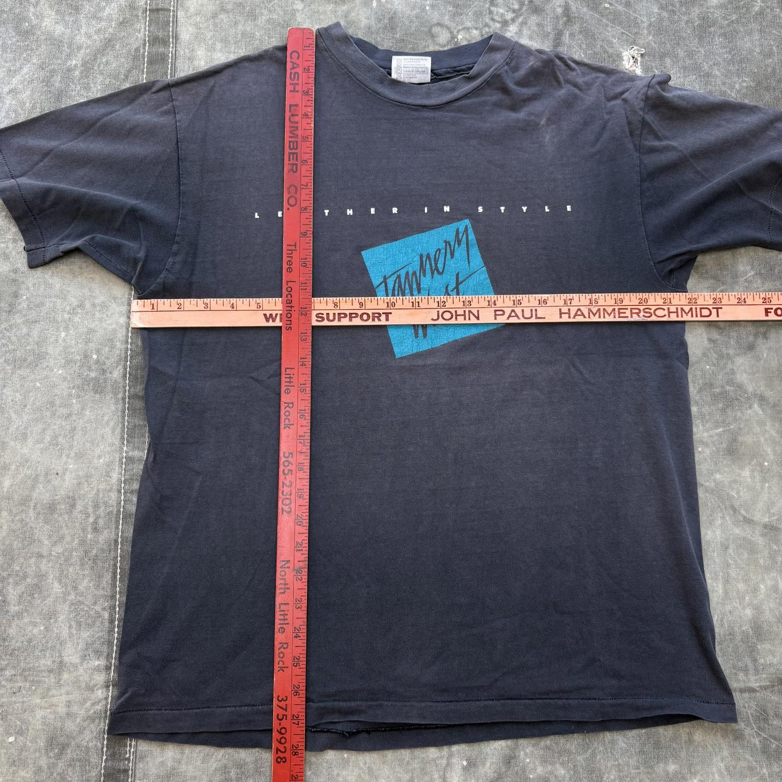 Tannery West Vintage 80s Tannery West Leather Faded Black Hanes Shirt Size US XL / EU 56 / 4 - 4 Thumbnail