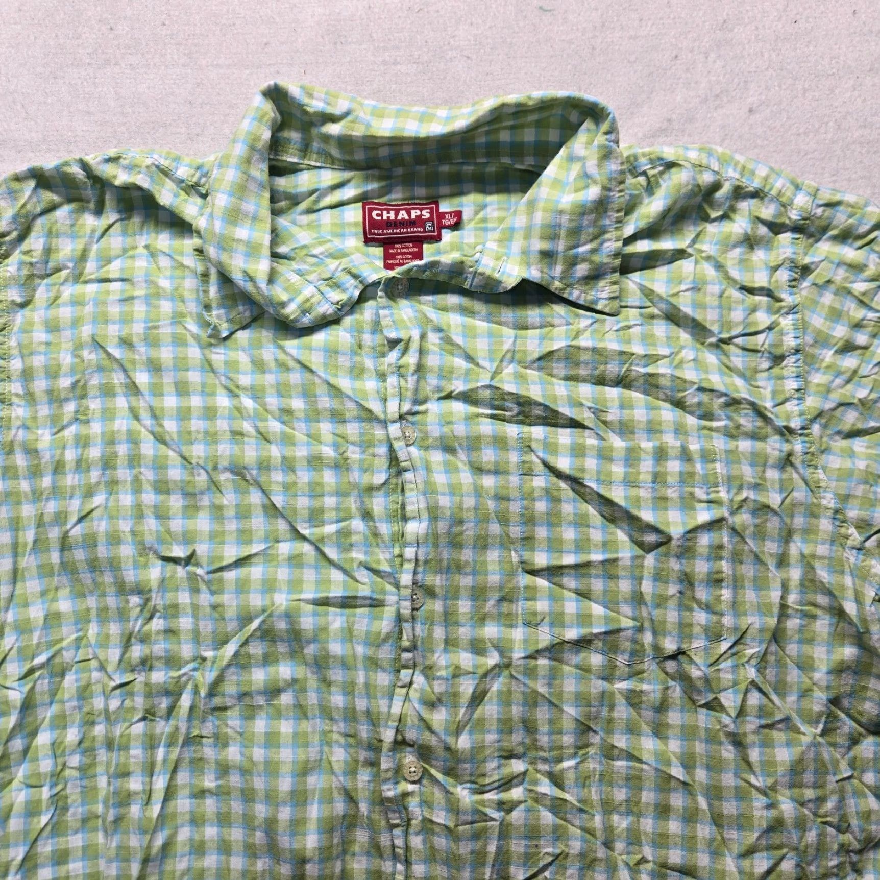 Chaps Chaps Shirt Denim Green Checked Short Sleeved Button-Up Adult XL Men Green Shirt Button-Up Chaps Mens XL Size US XL / EU 56 / 4 - 2 Thumbnail