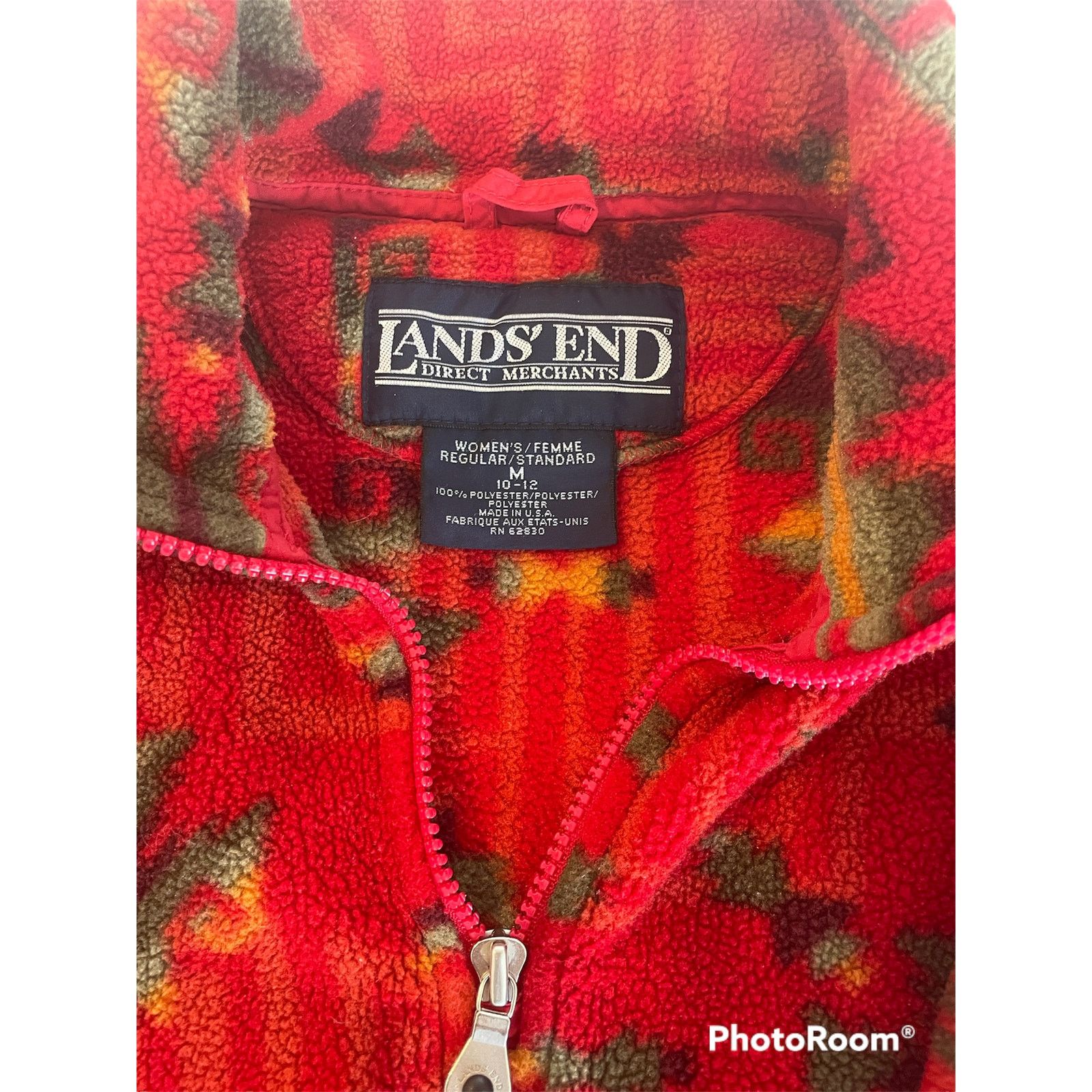 Lands' End Vintage Landsend Polartec Fleece, Aztec Red, Womans M Size M / US 6-8 / IT 42-44 - 3 Thumbnail