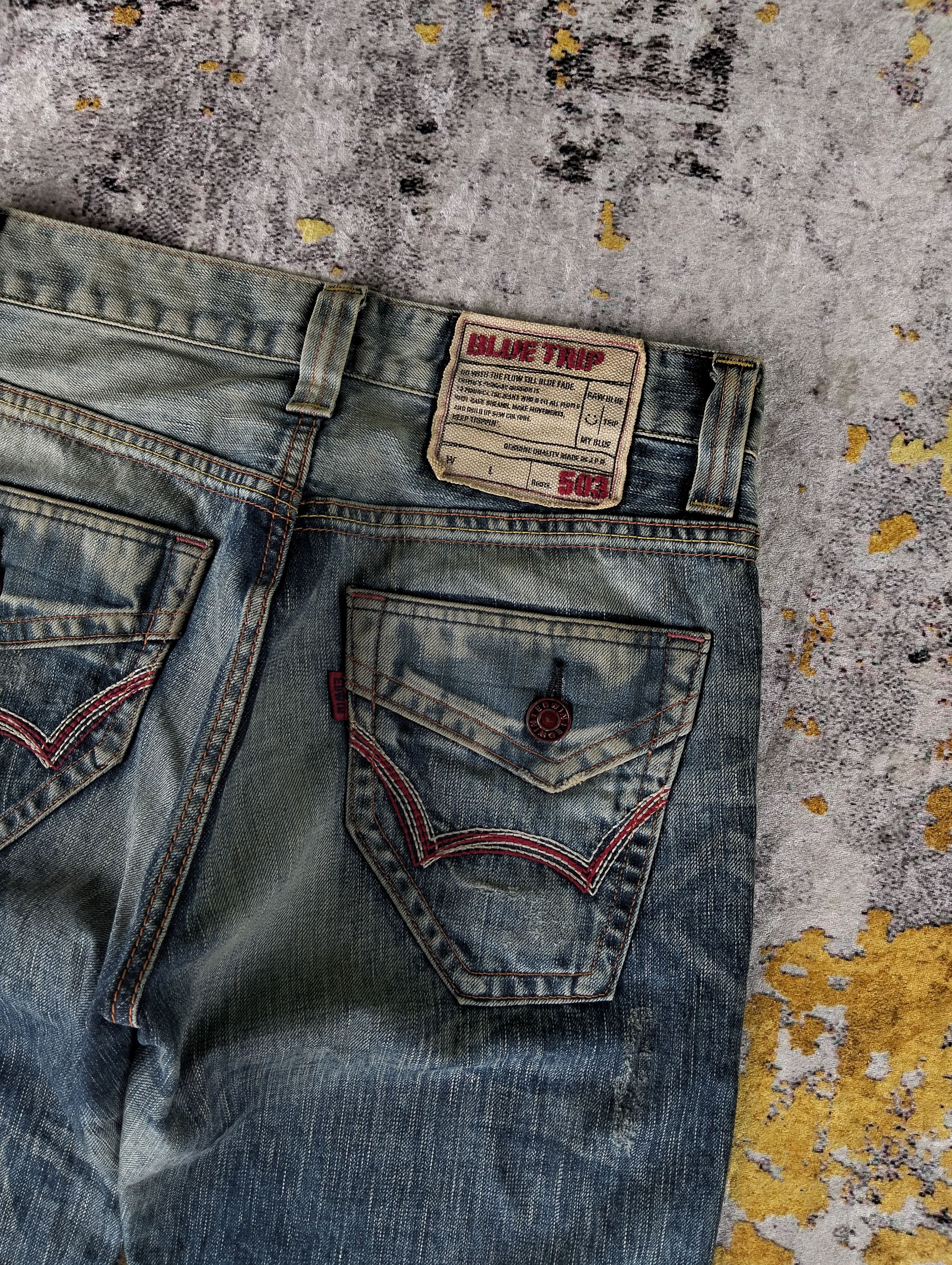 Edwin Ripped Edwin 503 Blue Trip Regular Straight Faded Jeans Size US 31 - 14 Thumbnail