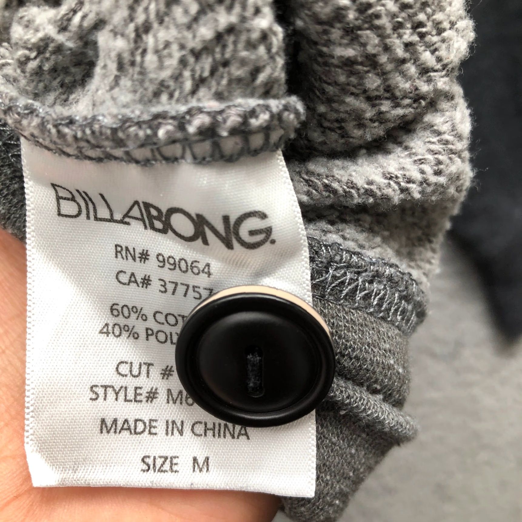 Billabong Billabong Hoodie Mens Medium Long Sleeve Drawstring Pocket Gray Black Size US M / EU 48-50 / 2 - 5 Thumbnail
