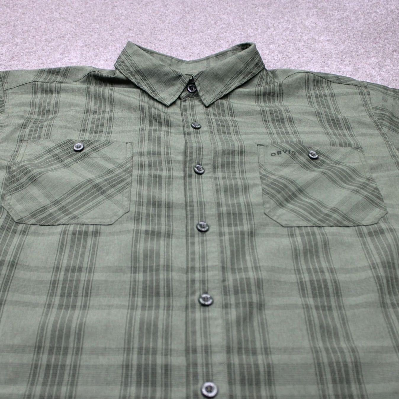Orvis Orvis Shirt Mens 2XL Green Quick Dry Short Sleeve Button-Up Pockets Polyester Sportsman Theme Classic Outdoor Size US XXL / EU 58 / 5 - 4 Thumbnail