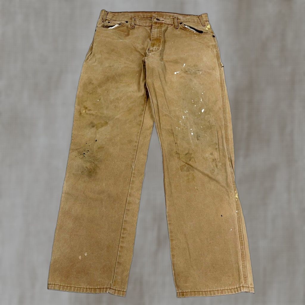 Dickies VINTAGE Dickies Carpenter Pants Men 36x34 Brown Canvas Distressed Grunge Size US 36 / EU 52 - 1 Thumbnail