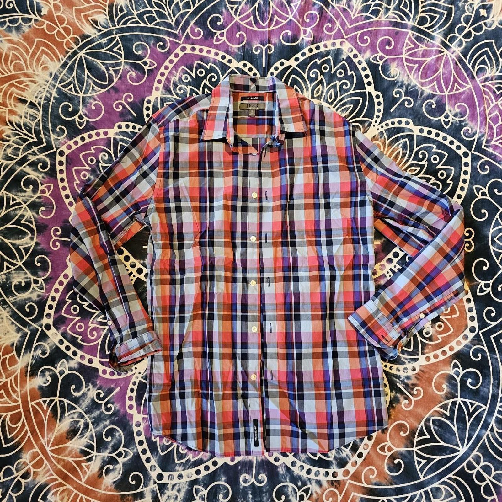 Designer MEN'S PLAID NON-IRON BUTTON DOWN SHIRT Size US S / EU 44-46 / 1 - 6 Thumbnail