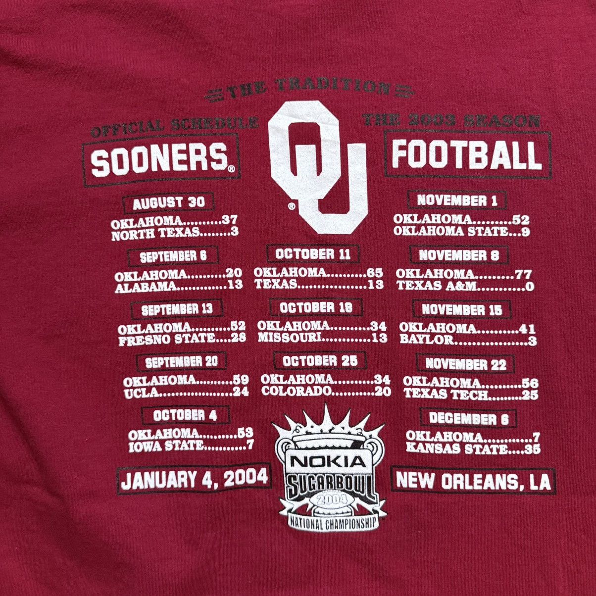 NCAA Vintage Y2K Oklahoma Sooners Nokia Sugar Bowl Tee Size US M / EU 48-50 / 2 - 6 Thumbnail