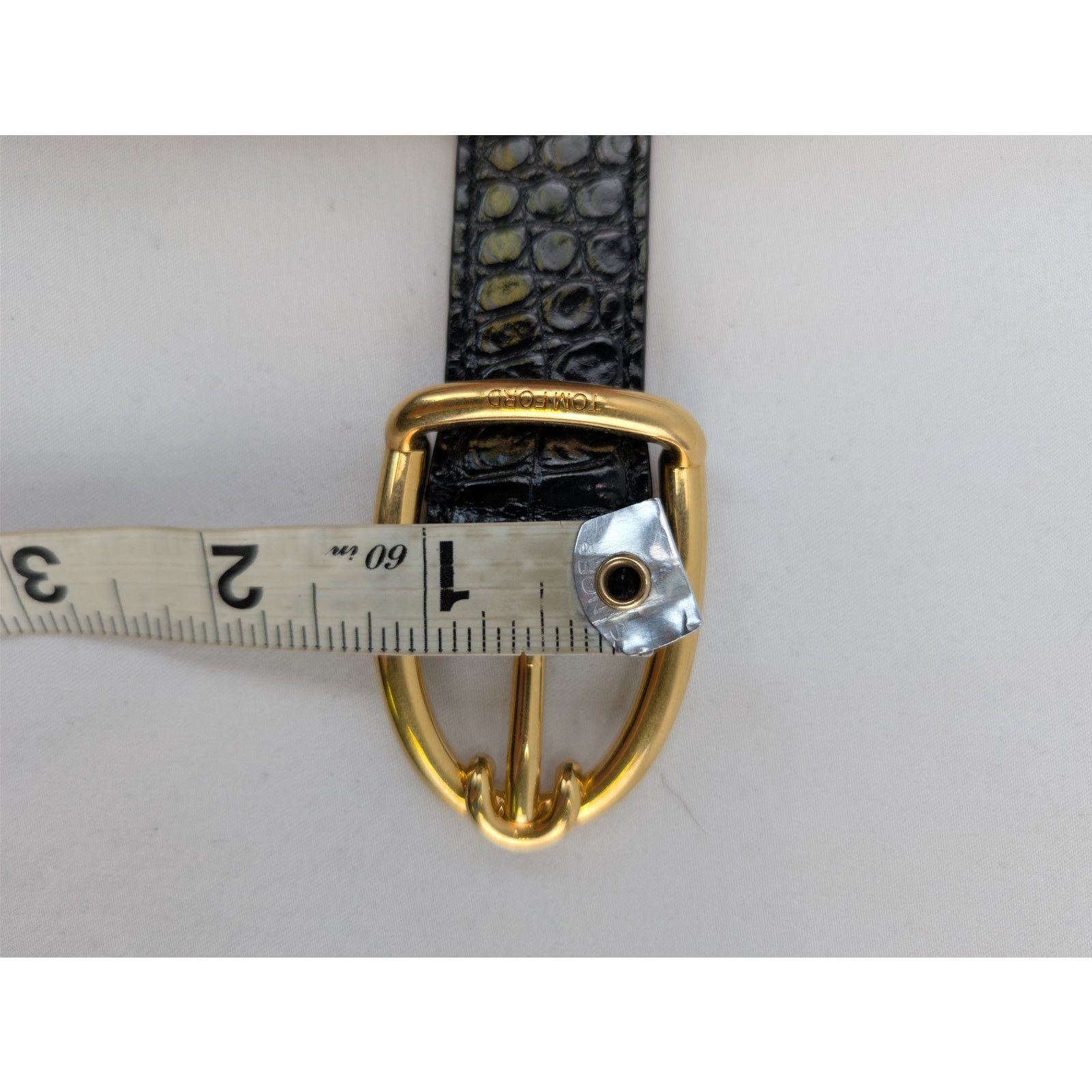 Tom Ford o1rshd1 Size: 95 / crocodile-embossed patent leather belt Size 38 - 12 Thumbnail