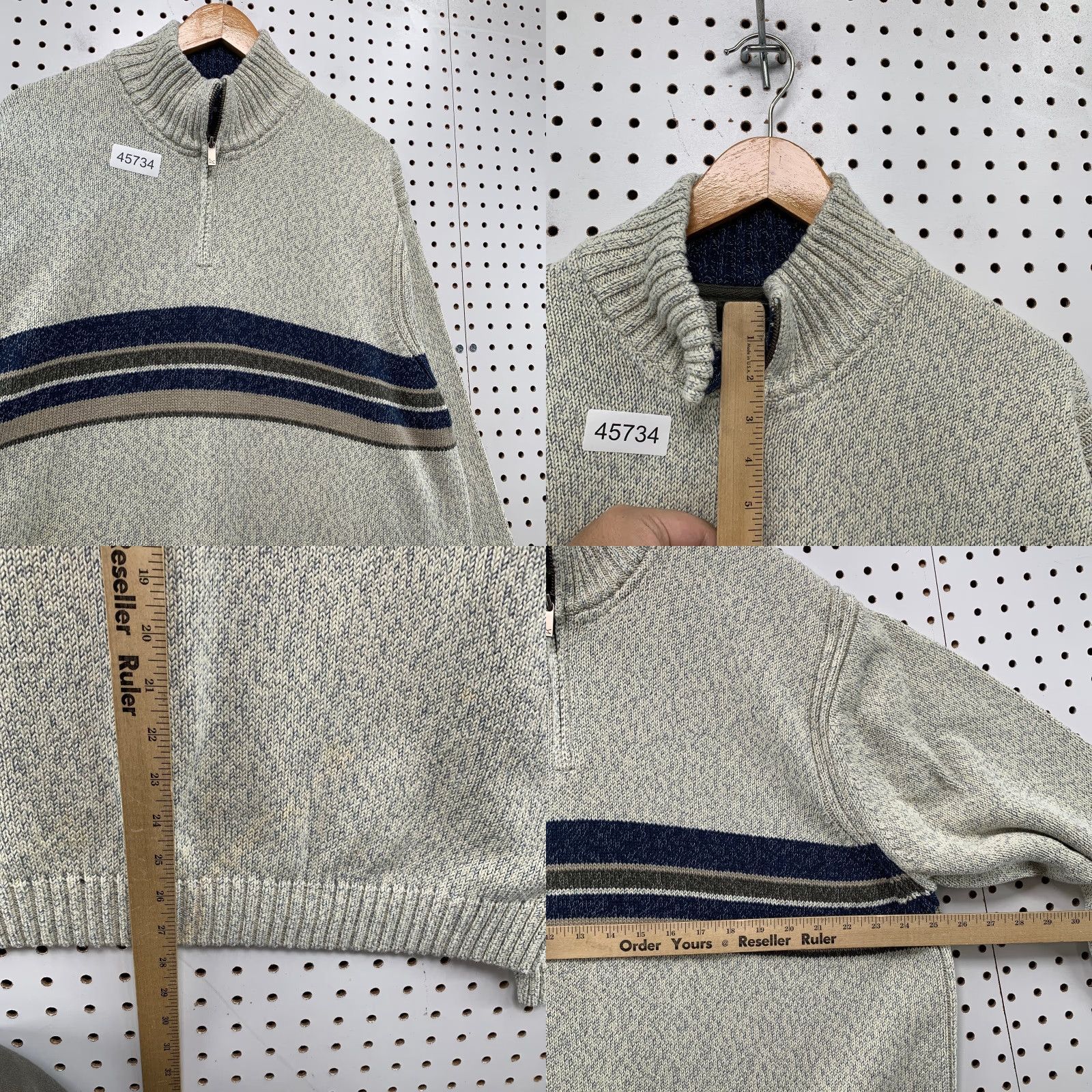 Eddie Bauer Eddie Bauer Sweater Mens 2XL Gray Striped 1/4 Zip Mock Neck 100% Cotton Pullover Size US XXL / EU 58 / 5 - 8 Thumbnail