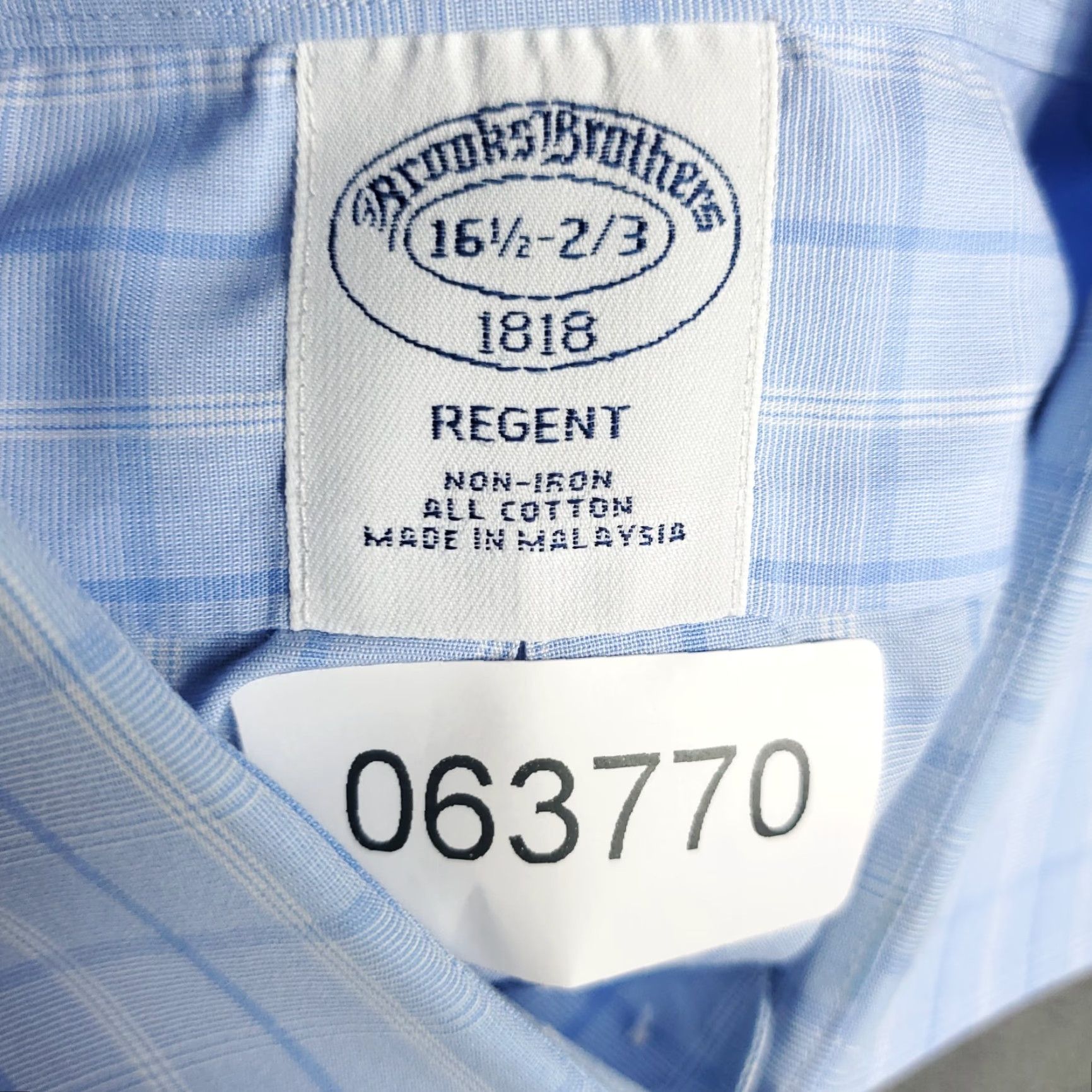 Brooks Brothers Brooks Brothers Dress Shirt Mens 16.5 Blue Plaid Long Sleeve Button Up Regular Fit Size 42R - 7 Thumbnail