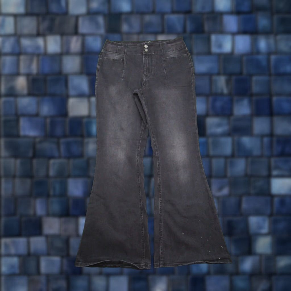 Vintage Maurices M Jeans Black High Rise Flare Denim Stretch Size 14 Reg Women's Jeans Size 36" / US 14 / IT 50 - 1 Thumbnail