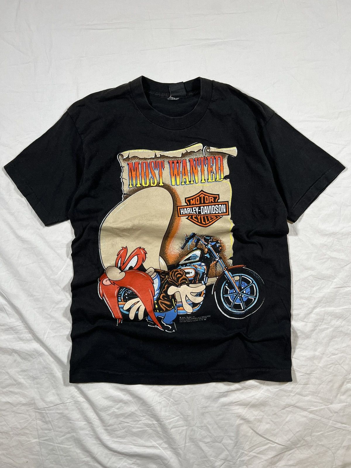 Harley Davidson Vintage 90s Harley Davidson Looney Tunes Single Stitch Tee Size US L / EU 52-54 / 3 - 1 Thumbnail