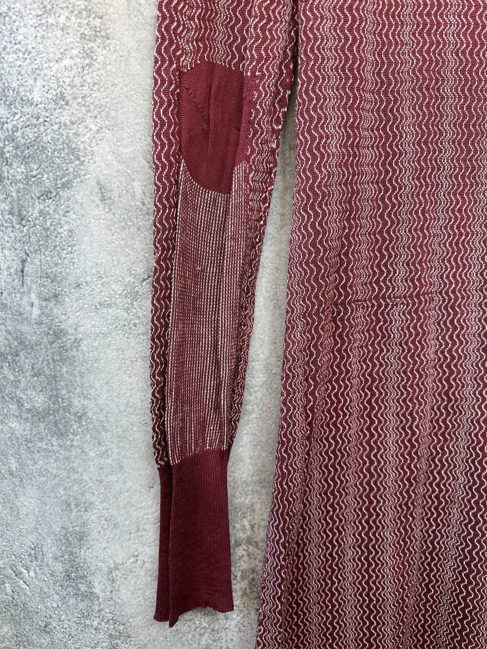 Prada Prada Knit Sheer Maxi Dress Burgundy Zigzag Pattern Italy Size L / US 10 / IT 46 - 12 Thumbnail