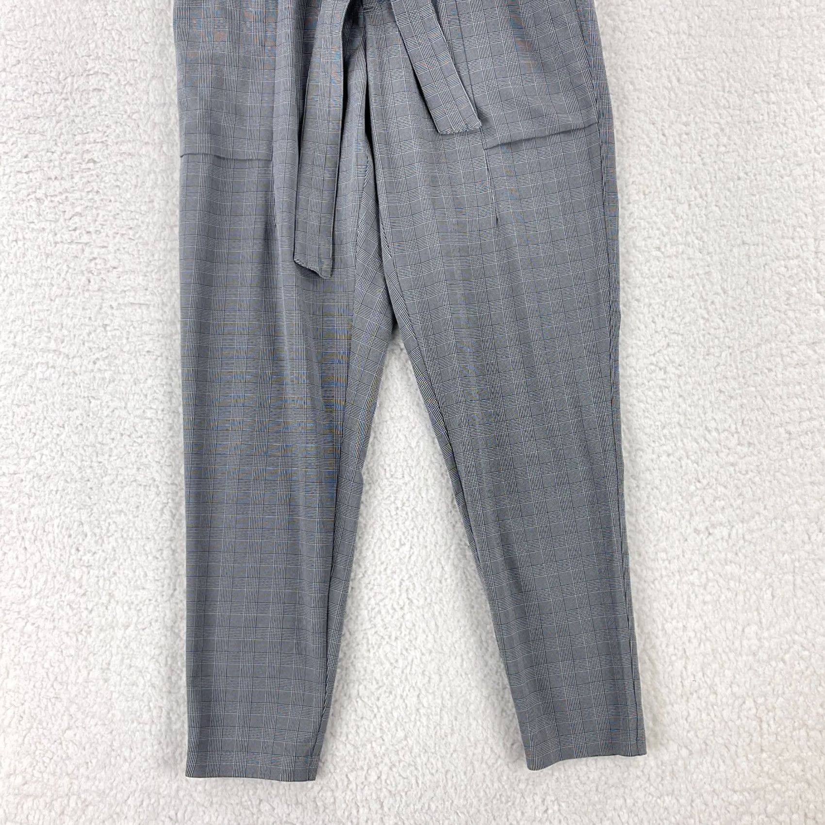 Athleta Athleta Black White Plaid Skyline Pants Womens Pull On Belted Mid-Rise Size 2 Tapered Fit, 26.5 Inseam, 28 in Waist, 90s City College style Size 26" / US 2 / IT 38 - 3 Thumbnail