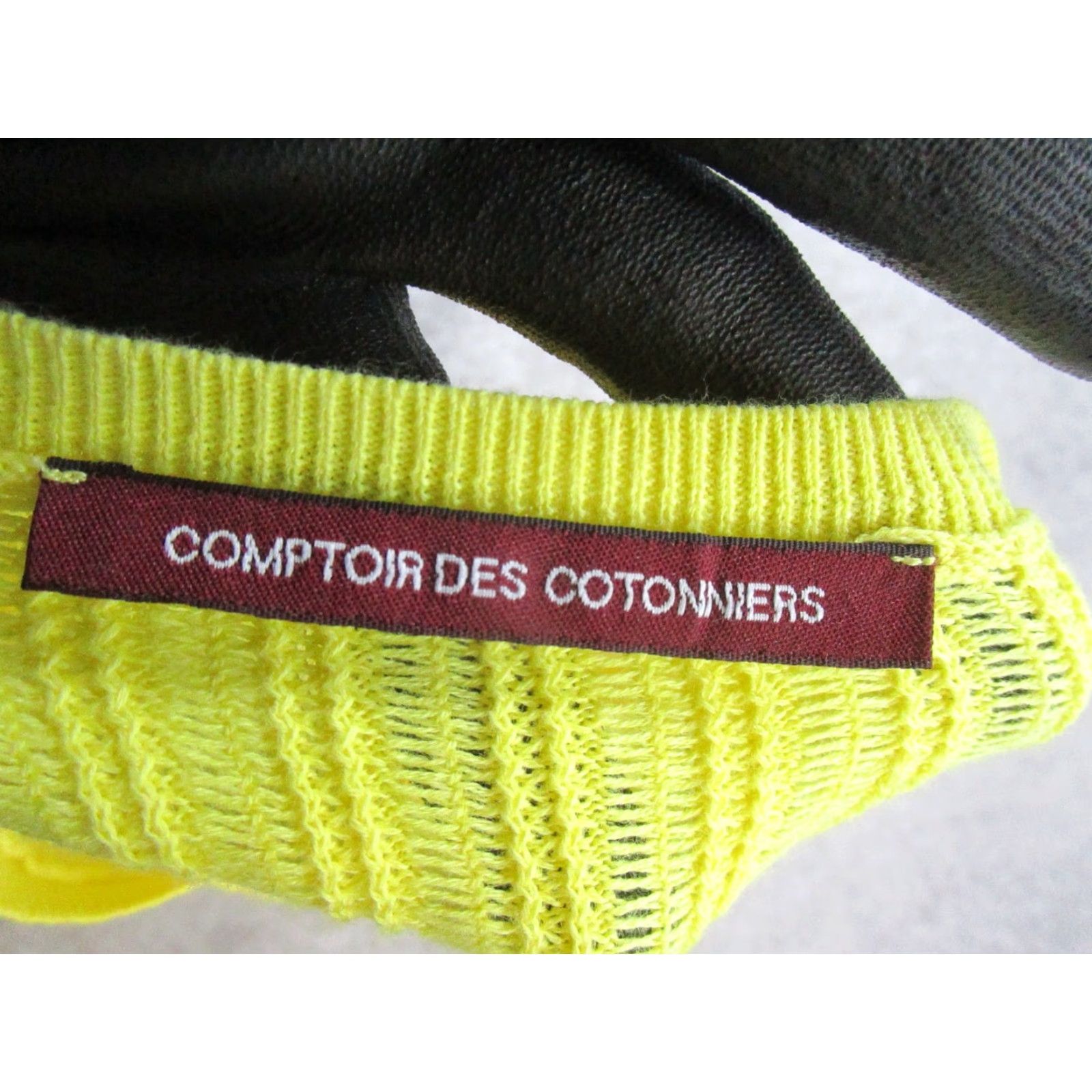 Vintage VINTAGE Comptoir des Cotonniers Sweater Women Small Yellow Cotton Pullover Casual Fall Womens Size S / US 4 / IT 40 - 3 Thumbnail