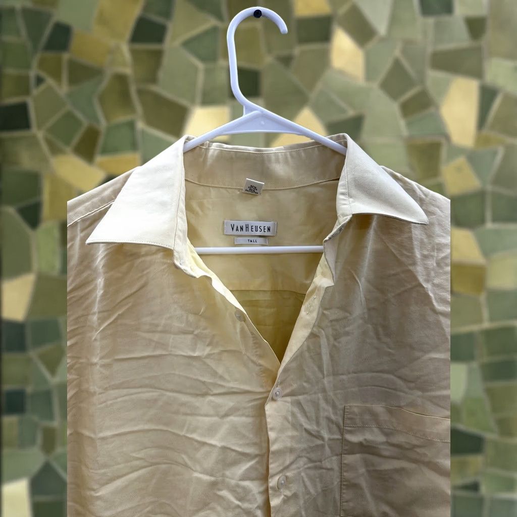 Van Heusen Van Heusen Mens Shirt Size 17 34/35 Tall Yellow Long Sleeve Button-Up Shirt Mens Regular"] Size US XL / EU 56 / 4 - 1 Thumbnail