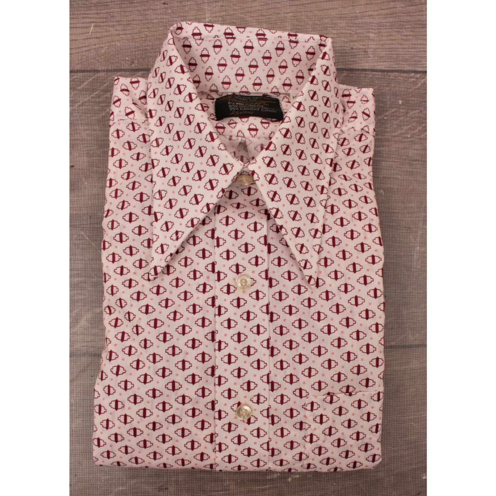 Pinko VINTAGE Towncraft Dress Shirt Mens VTG NOS 70s White Red Pink 1970s 44 14-32 4.5-32 S Disco Button-Front Polyester Blend Regular Size 14-32 Mens Size 36R - 3 Thumbnail
