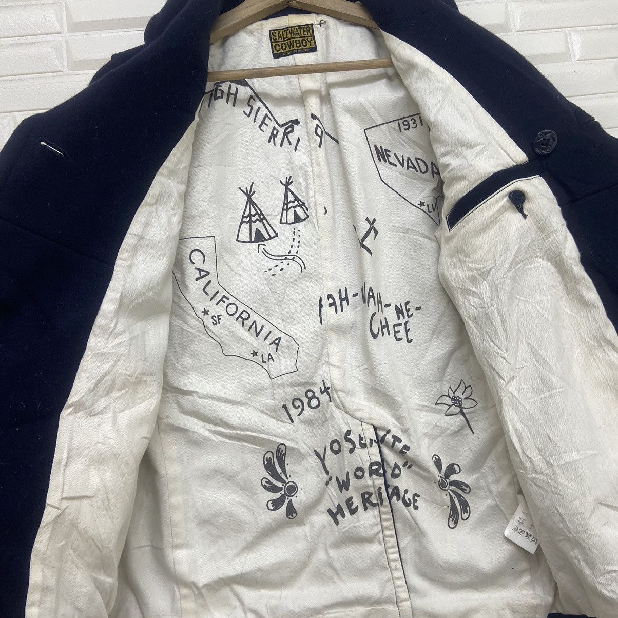 Japanese Brand Saltwater Cowboy Double-breasted Wool Heavy Coat Size M / US 6-8 / IT 42-44 - 9 Thumbnail