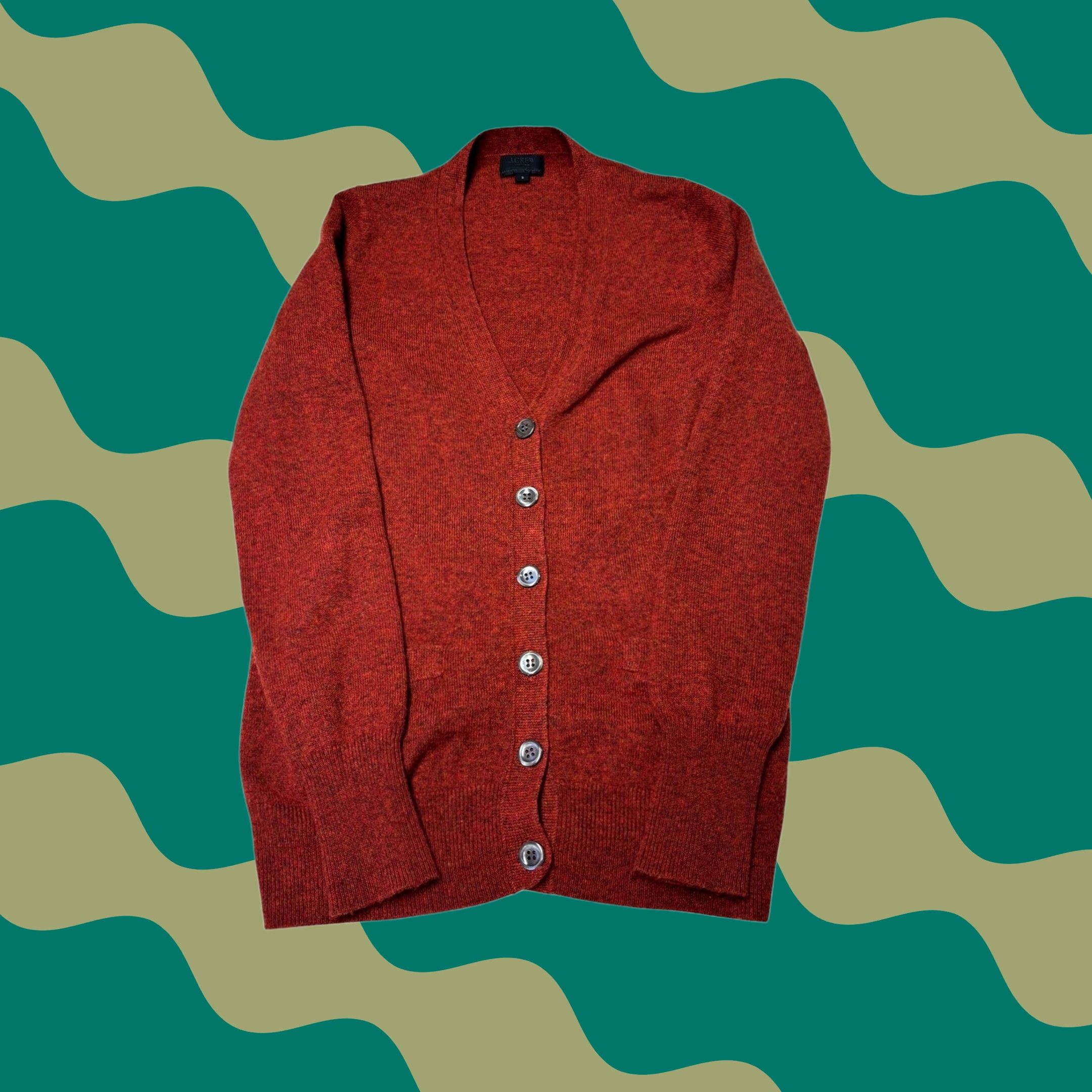 J.Crew VINTAGE J.Crew Collection Cardigan Sweater Womens S Cashmere Red Orange - Italian Knit, V-Neck, 6-Button Size S / US 4 / IT 40 - 1 Thumbnail