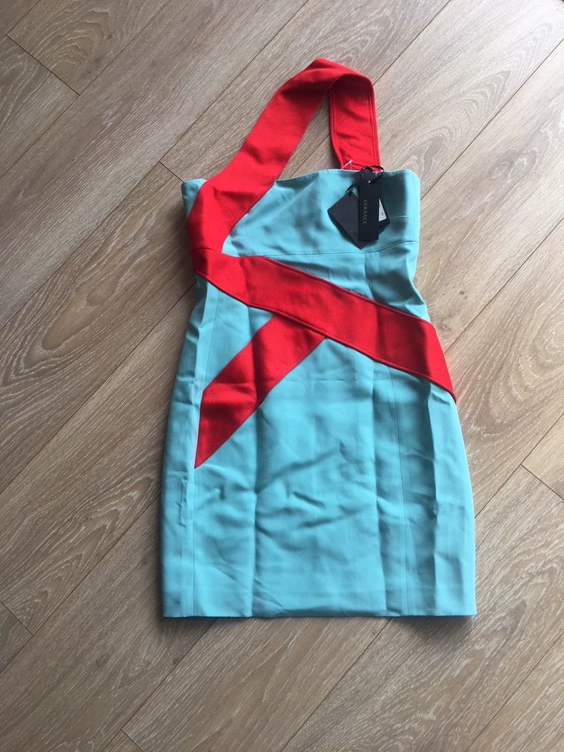 Versace Printed Stretch Crepe One-Shoulder Dress | Grailed