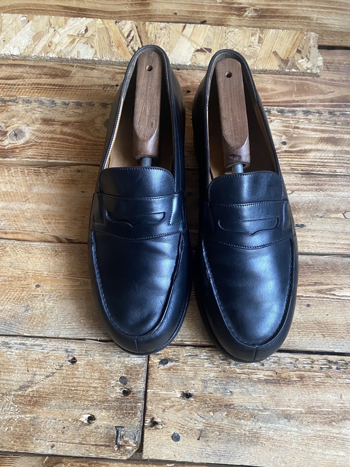 image of J M Weston J.m.weston 180 Black Leather Penny Loafers Size Uk9E, Men's