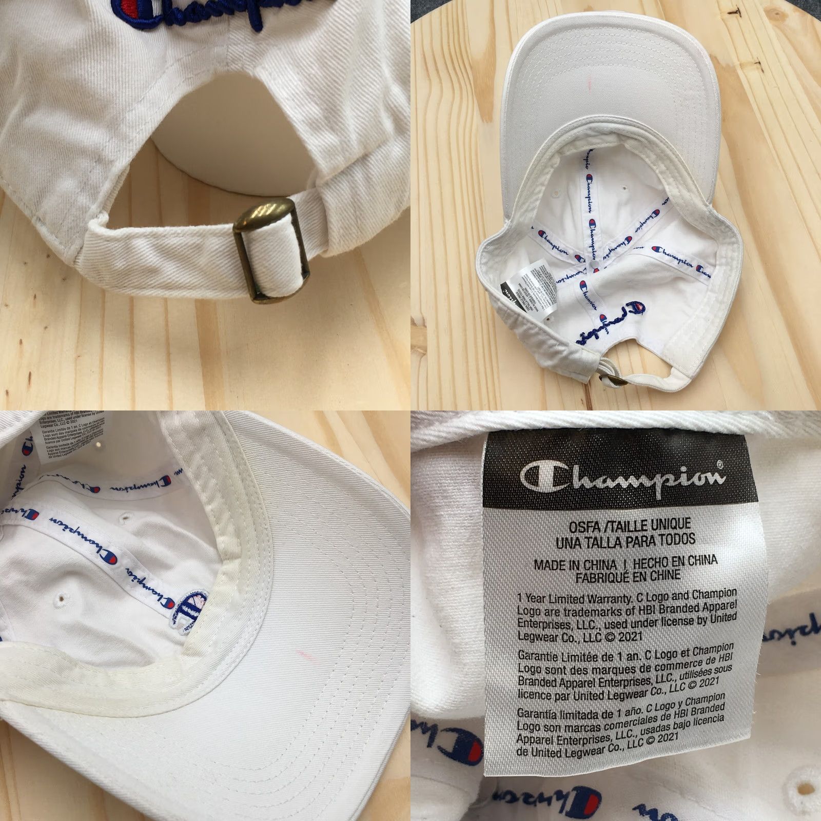 Champion Champion Baseball Cap Hat Mens White One Size Curved Brim Embroidered Logo Size ONE SIZE - 8 Thumbnail