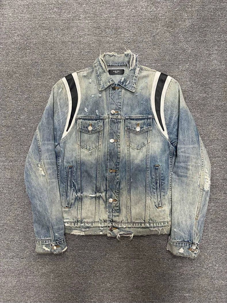 Amiri Amiri blue denim jacket with old vandalism-2506 Size US M / EU 48-50 / 2 - 1 Thumbnail