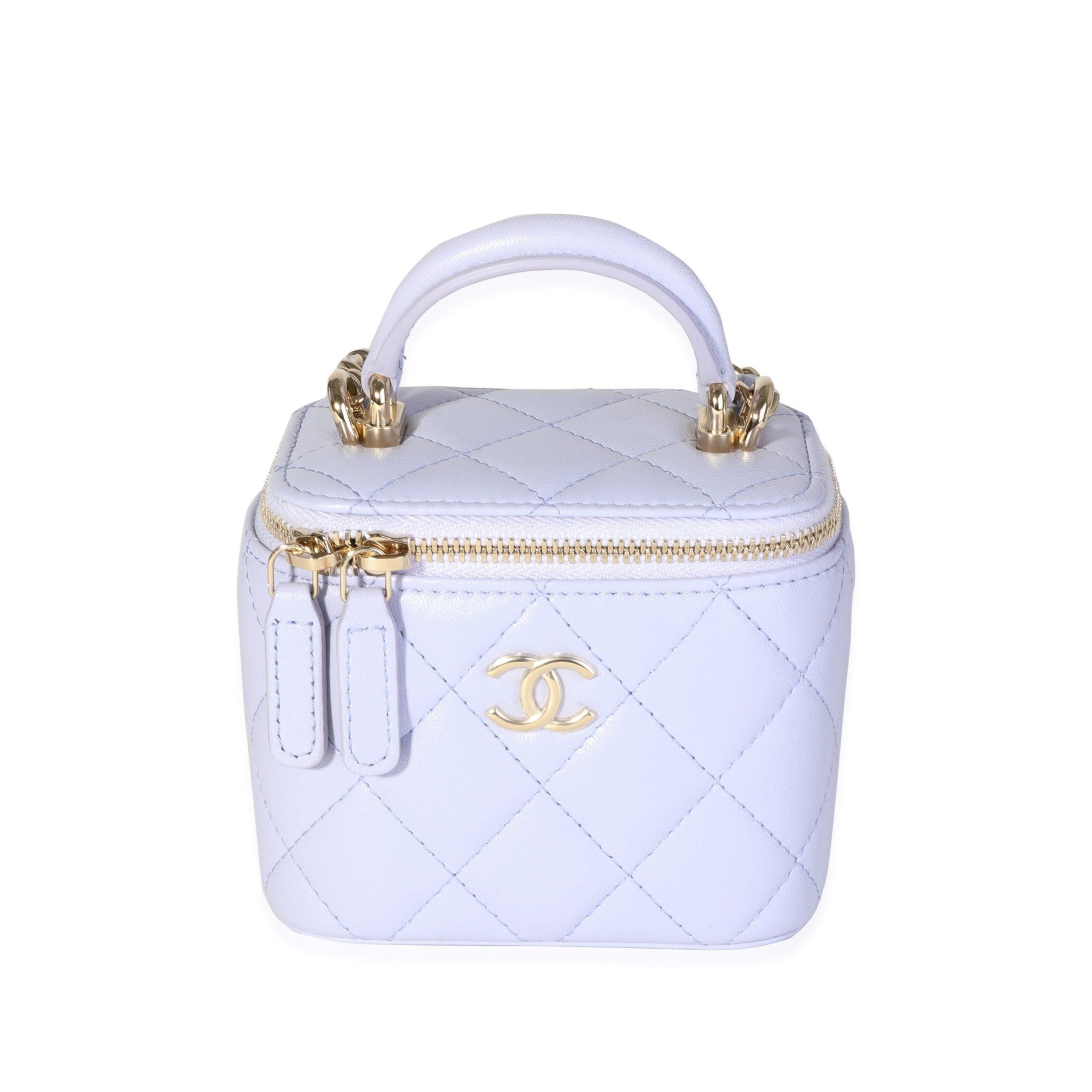 image of Chanel Lavender Lambskin Vanity Bag With Chain in Purple, Women's