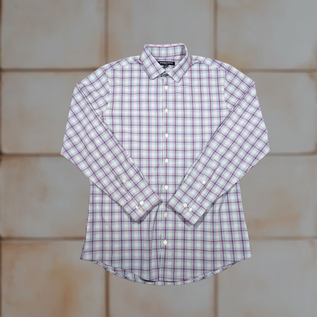 Mizzen+Main Mizzen+Main Shirt Mens Large Blue Purple Plaid Leeward Trim Fit Button Up Size US L / EU 52-54 / 3 - 1 Thumbnail