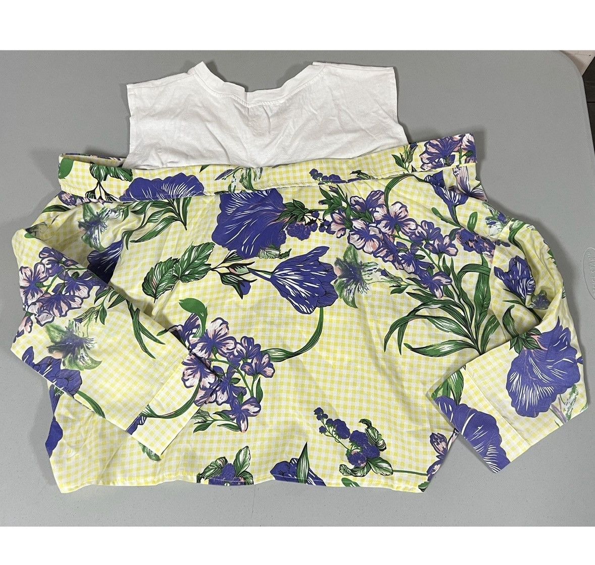 Vintage 2-in-1 Off-the-Shoulders Floral Blouse Shirt Top Size L💜 Size L / US 10 / IT 46 - 3 Thumbnail