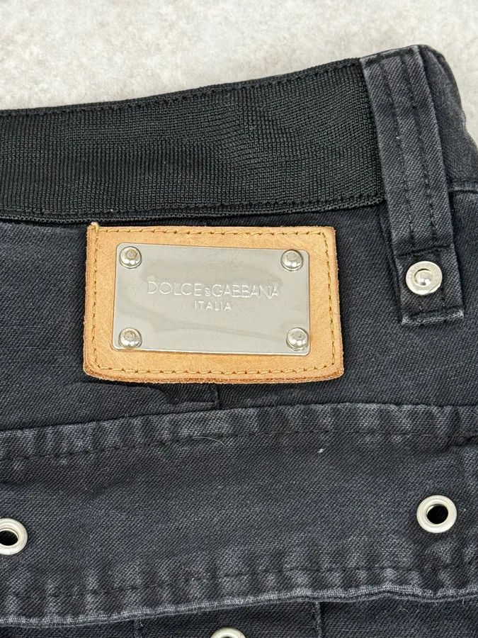 Dolce & Gabbana AW2003 Dolce & Gabbana Eyelet Black Cargo Pants Size US 39 - 10 Thumbnail