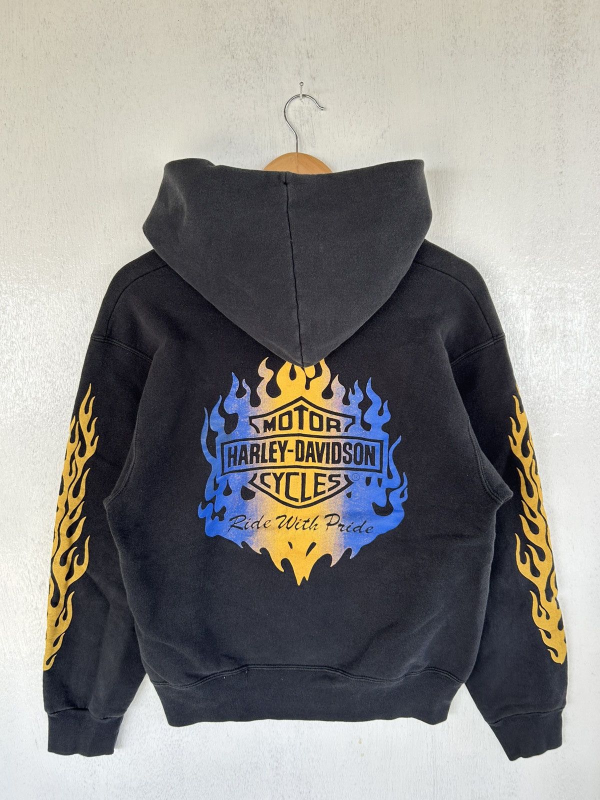 Harley Davidson Vintage 90s Harley Davidson Flames hoodie Size US M / EU 48-50 / 2 - 1 Thumbnail