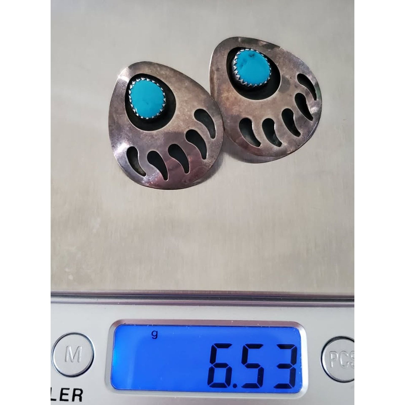 Other Vintage Sterling Silver Turquoise Bear Paw Earrings Size ONE SIZE - 5 Thumbnail