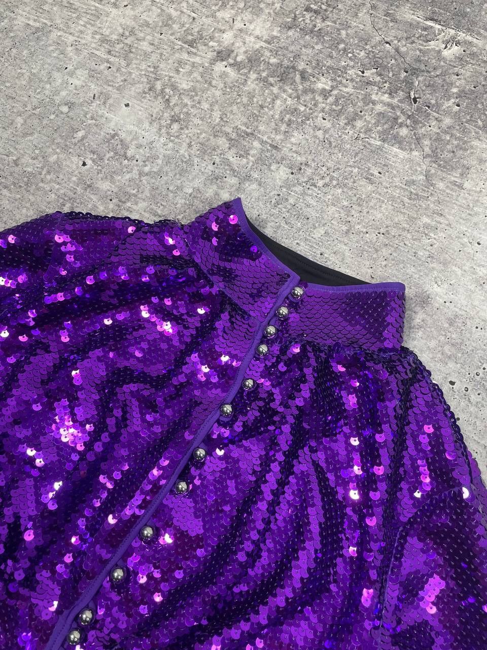 H&M × Paco Rabanne Paco Rabanne H&M Purple Sequined Cropped Top Y2K Size S / US 4 / IT 40 - 6 Thumbnail