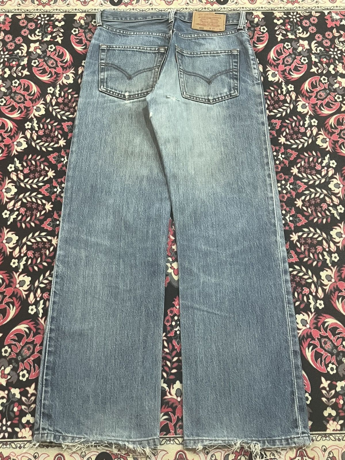 Levi's Y2K Levi’s 506 Blue Faded Washed Frayed Leg Straight Jeans Size US 29 - 2 Thumbnail