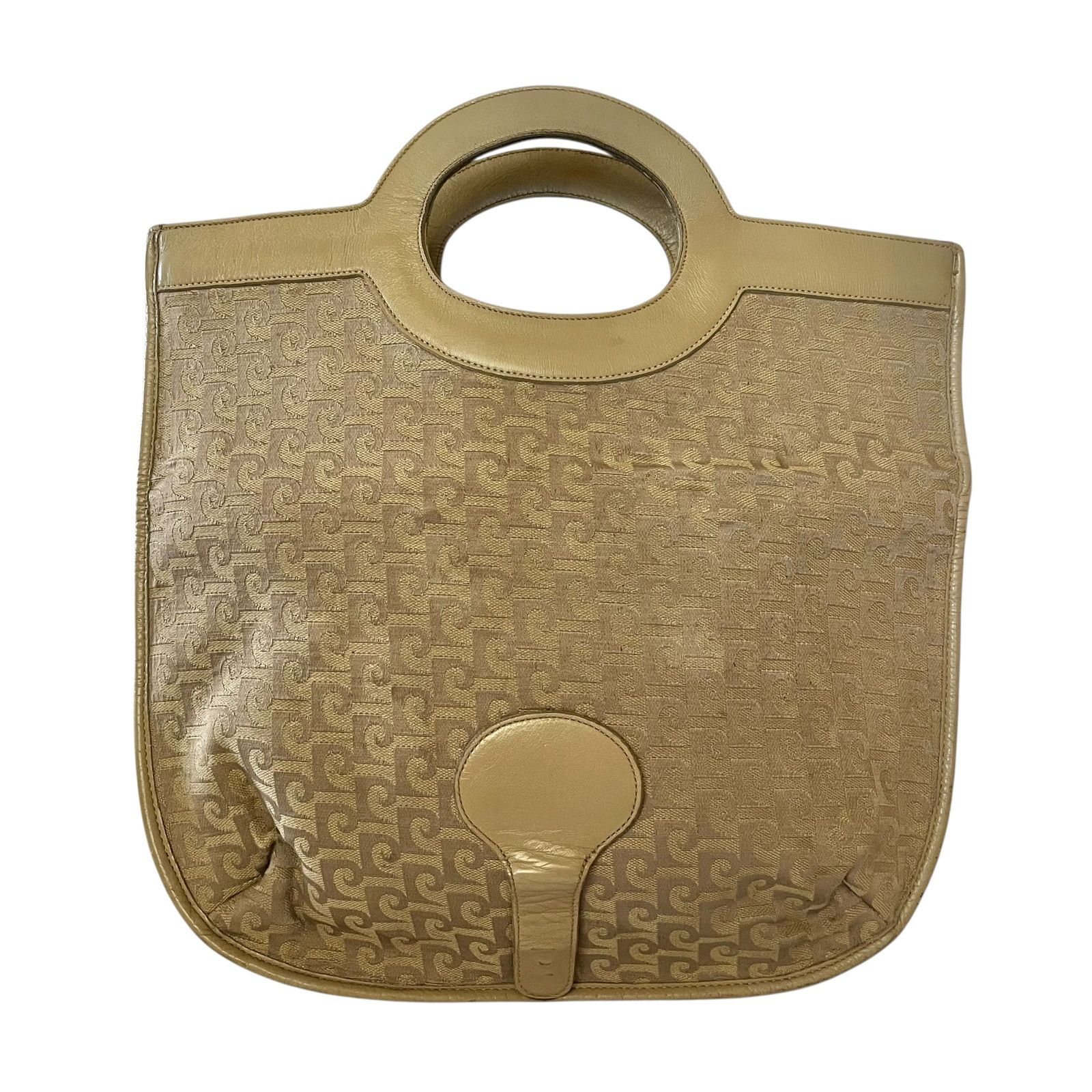 Pierre Cardin × Vintage Pierre Cardin Vintage Jacquard Beige Leather Foldover Tote Size ONE SIZE - 1 Thumbnail