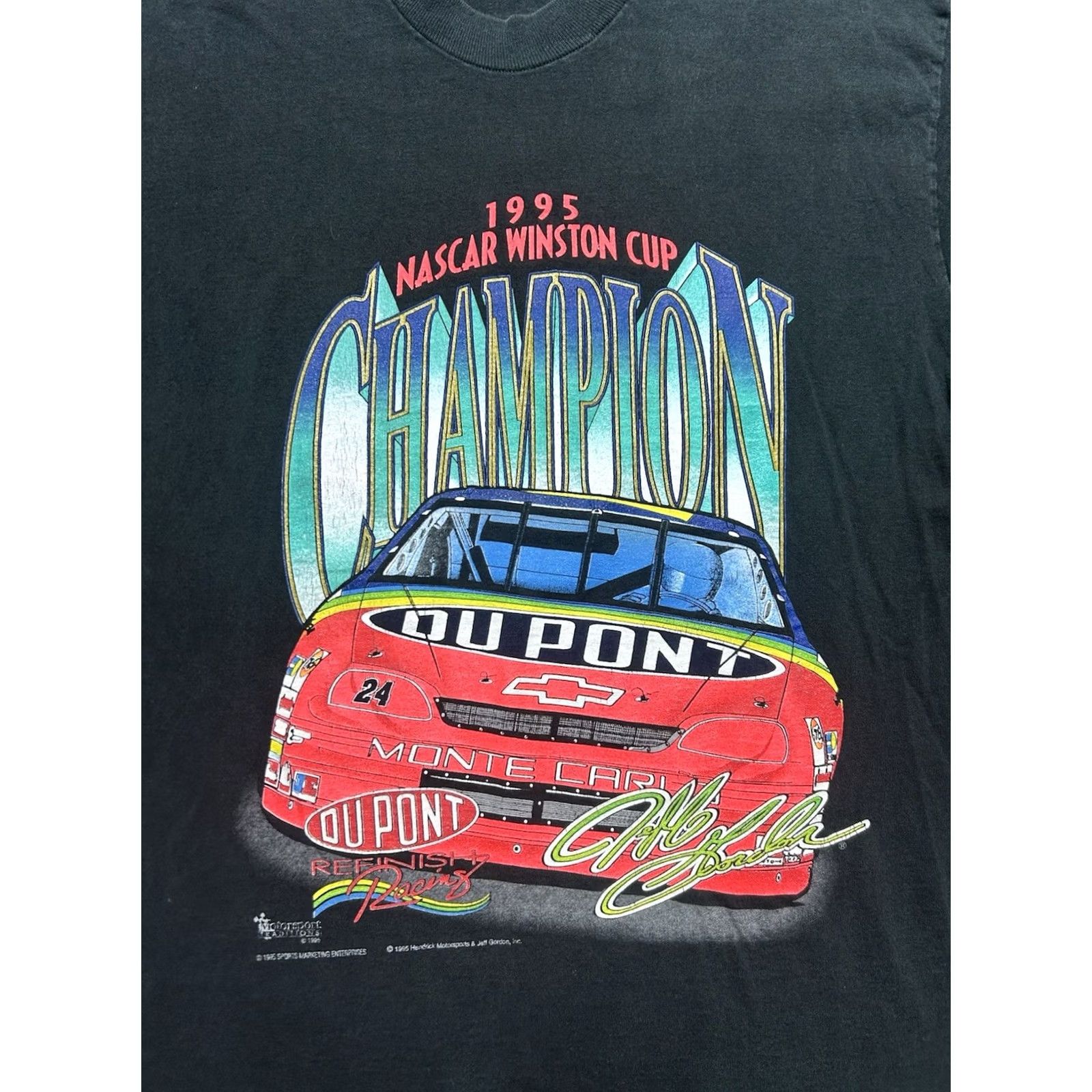 Vintage VINTAGE 90s T SHIRT NASCAR Jeff Gordon Winston Cup 1995 Single Stitch Large Black Mens T-Shirt (L) Size US L / EU 52-54 / 3 - 2 Thumbnail