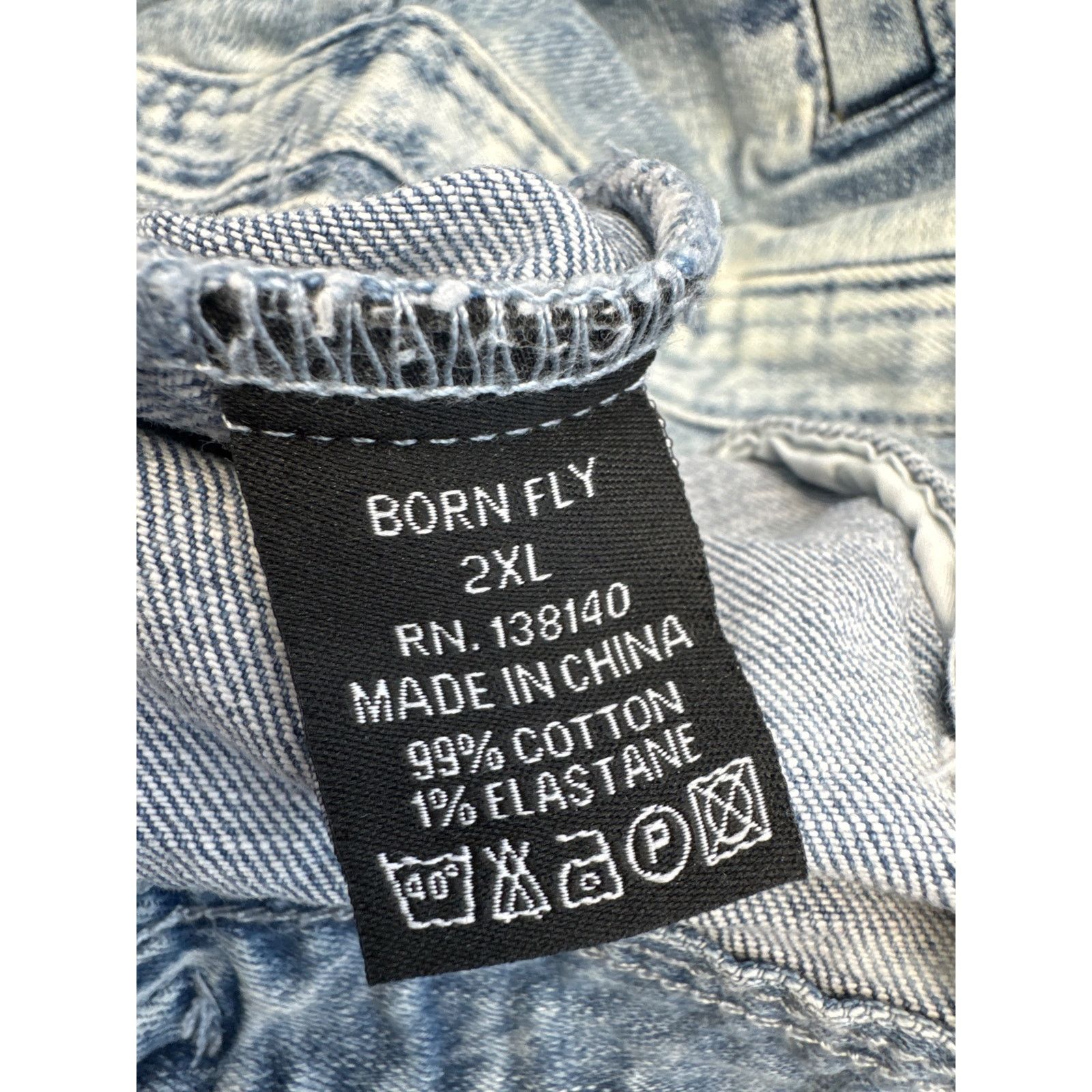 Born Fly Born Fly Lt Denim Jacket Distressed Embroidered men sz 2XL Size US XXL / EU 58 / 5 - 8 Thumbnail