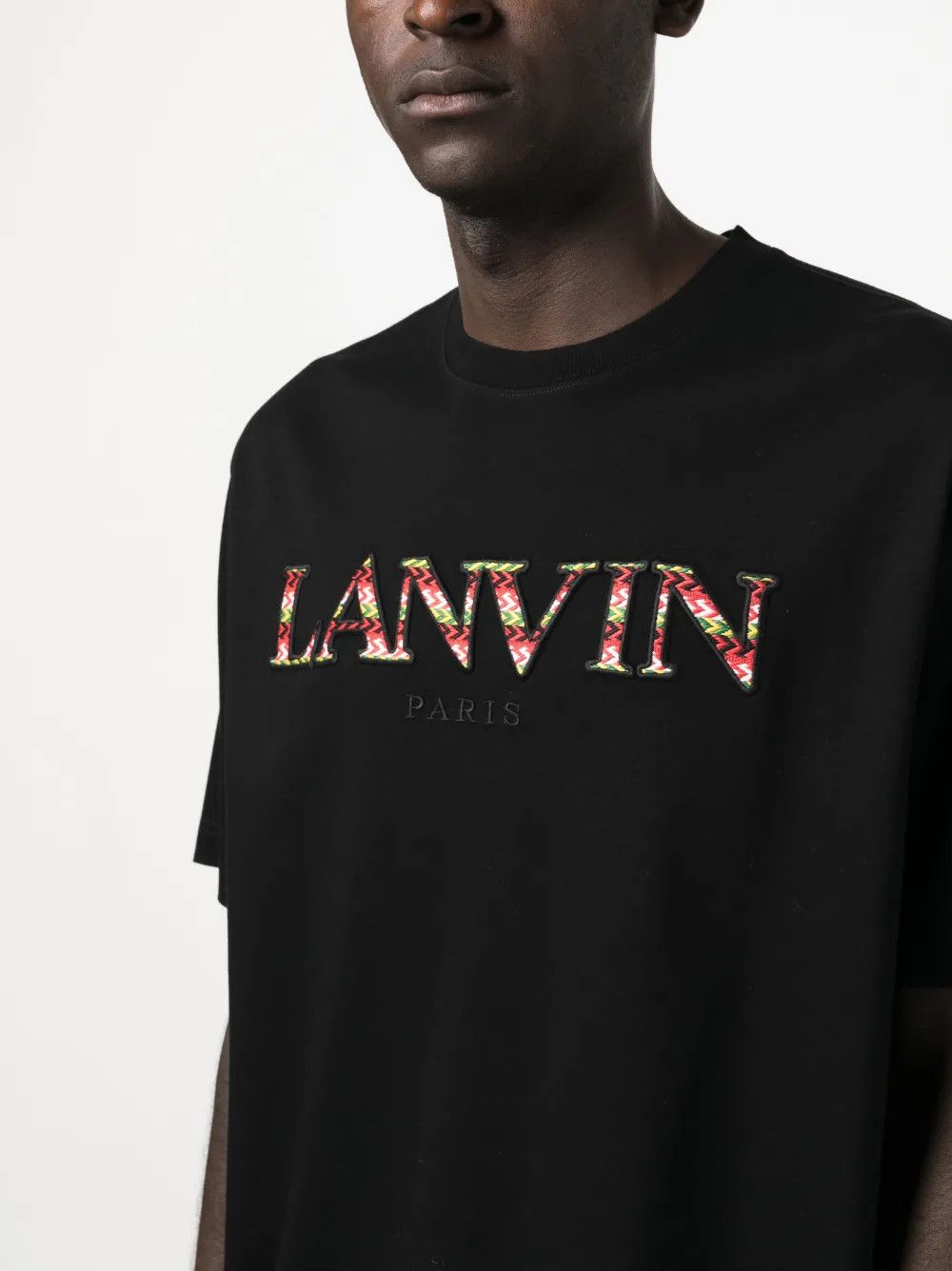 Lanvin oc11z0426 Logo Embroidered Cotton T-Shirt in Black Size US L / EU 52-54 / 3 - 5 Thumbnail