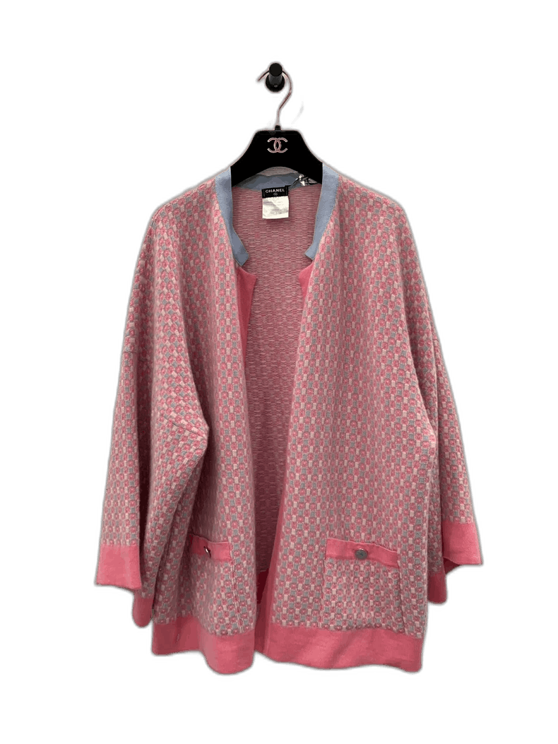 Chanel Chanel Pink Houndstooth Wool Cardigan Size M / US 6-8 / IT 42-44 - 1 Thumbnail