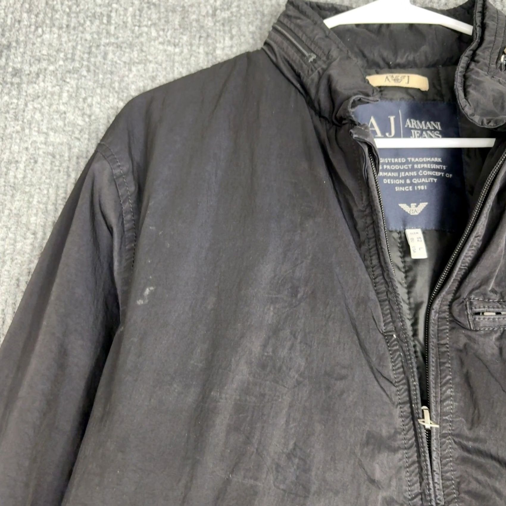 Vintage Armani Jeans Jacket Mens L Black Bomber Full Zip Lightweight Utility Techwear Size US 33 - 7 Thumbnail