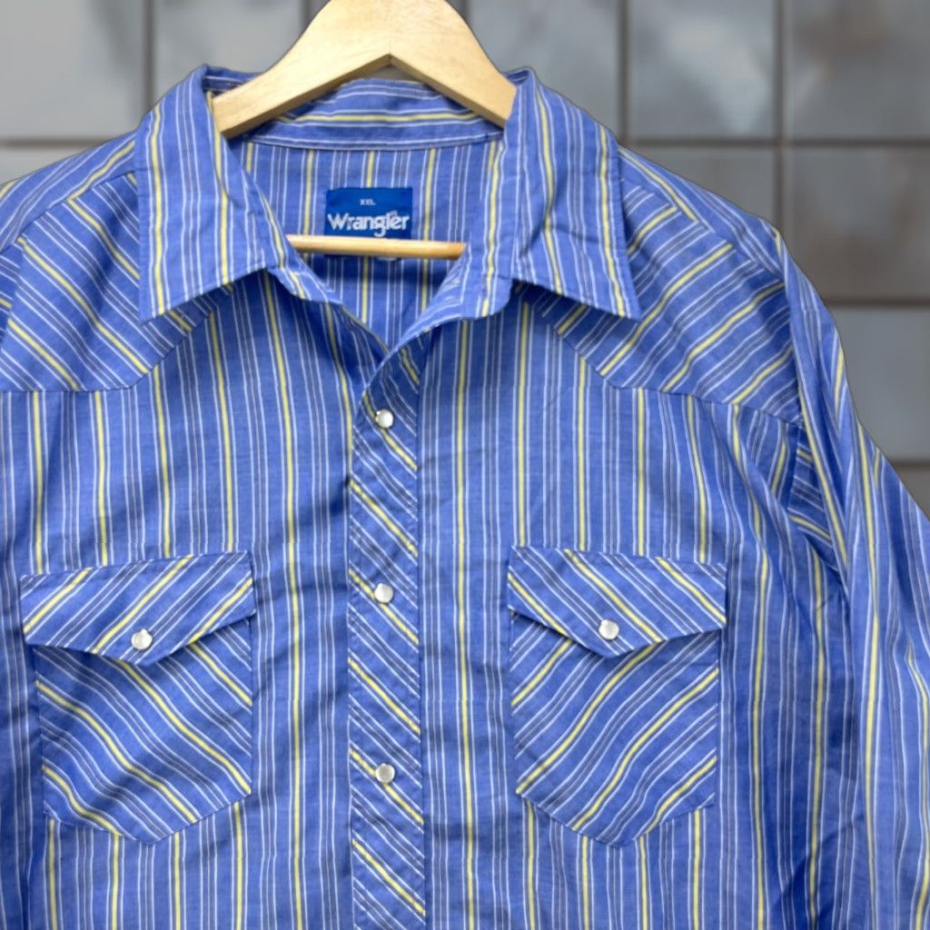 Wrangler VINTAGE Wrangler Western Striped Pearl Snap Button Long Sleeve Shirt 2XL Size US XXL / EU 58 / 5 - 1 Thumbnail