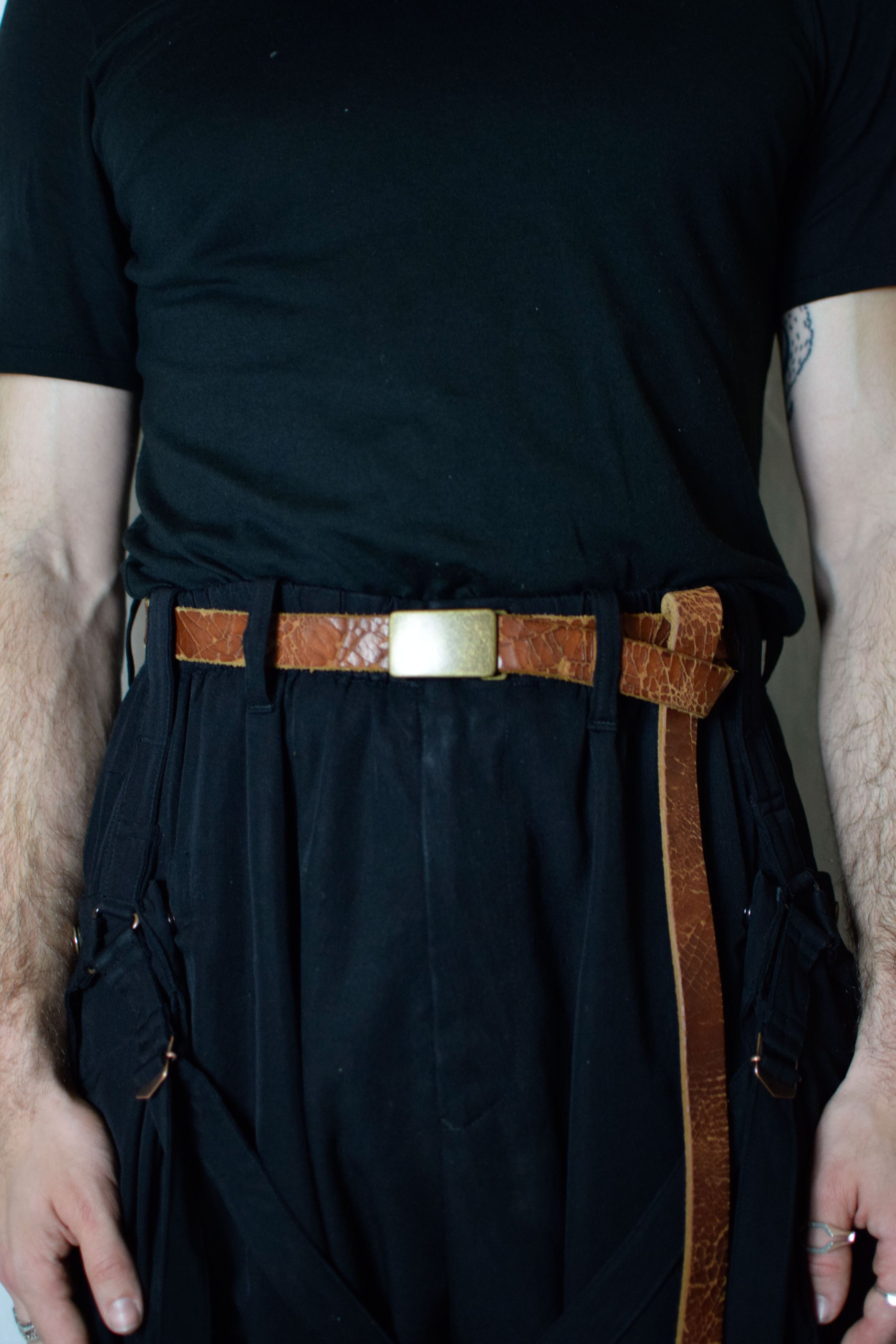 Yohji Yamamoto YYPH Cracked Leather Belt - HD-F01-720 Size ONE SIZE - 3 Thumbnail