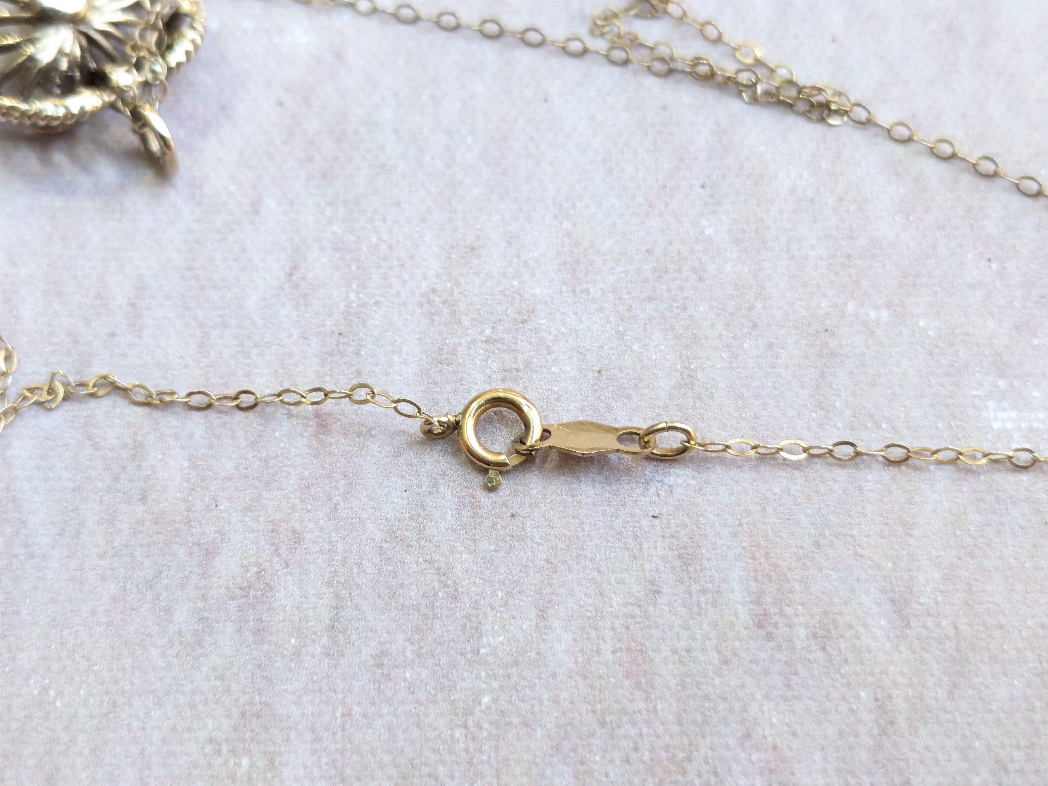 Jewelry Vintage 10k Gold Necklace Heart Pearl 17" Size ONE SIZE - 13 Thumbnail